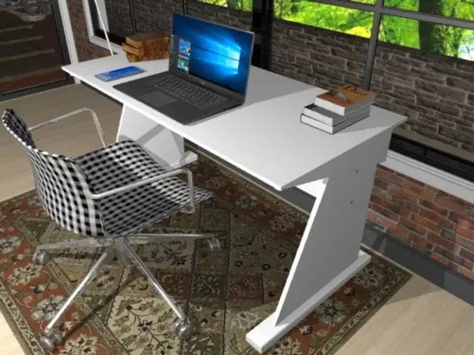 Mesa Top Clean Home Office. Em MDF Lapidado. Medidas L91cm x P45cm x A74cm