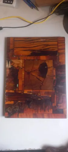 Quadro Miscelânea 1 em resina, peroba rosa e madeiras diversas