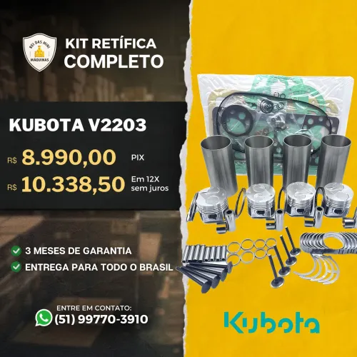 Kit Retifica Motor Kubota V2203 Injeção Indireta completo com Bomba de Água e Oleo