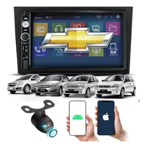 Multimidia 2 Din Corsa Montana Vectra Meriv Espelhamento com Camera de re 