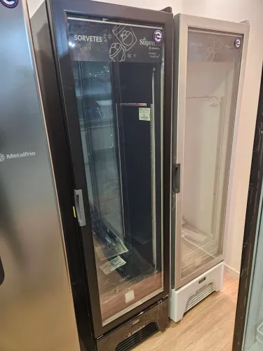 freezer vertical ar forçado para sorvetes preto/branco - a pronta entrega