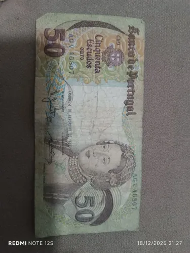 Nota 50 escudos Ouro banco de Portugal 