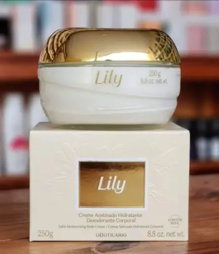 Creme Acetinado Hidratante Desodorante Corporal Lily tradicional 250g, o boticário