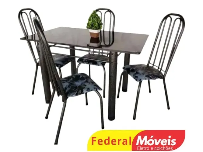 Mesa de Jantar Natal em Ferro 1.20x75m c/ 4 cadeiras Preço Especial
