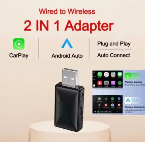 Adaptador Apple CarPlay e Android Auto Sem Fio