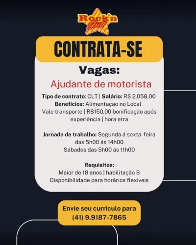 Ajudante de Motorista - Com habilitação B