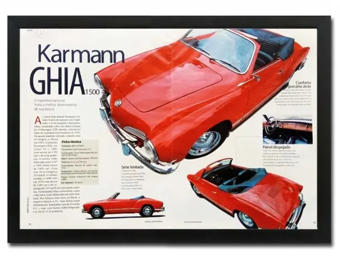 VW Karmann-Ghia - Pôster / Quadro decorativo com propaganda ou matéria original de revista