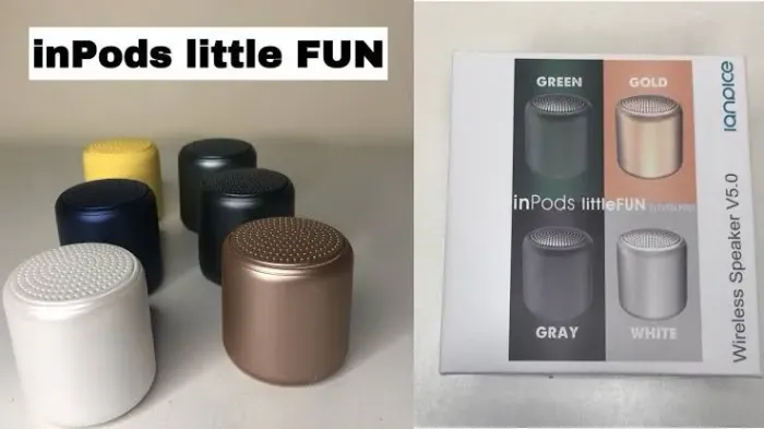 Caixa de Som Bluetooth Portátil iAmice inPods cor disponível: Dourado e cinza