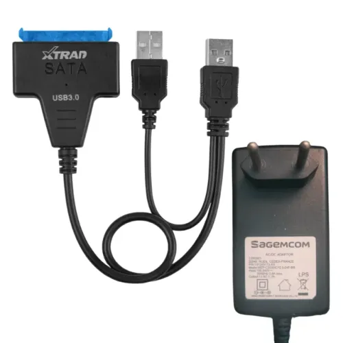 Adaptador USB 3.0 para SATA Xtrad - Até 4TB | Suporte HD/SSD 2.5" e 3.5" com Fonte 12V