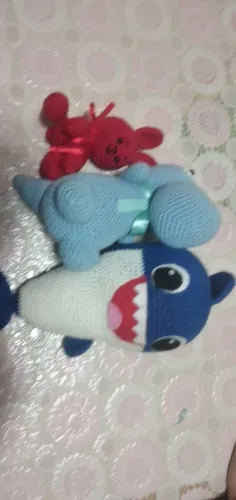 Kit de 3 amigurumi Coelhinho, hipopótamo e tubarão