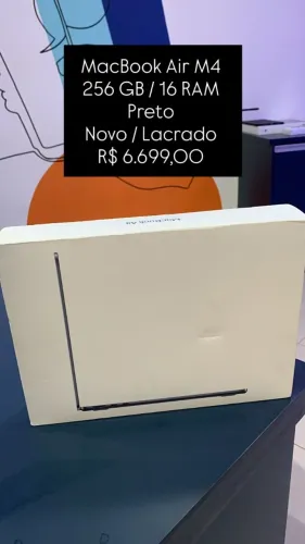 MacBook Air M4 / 256 GB 16 RA/ Preto / R$ 6.699,00 | Novo Lacrado | Loja Física