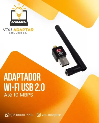 Adaptador USB Wi-Fi 2.4GHz com Antena Escamoteável wireless