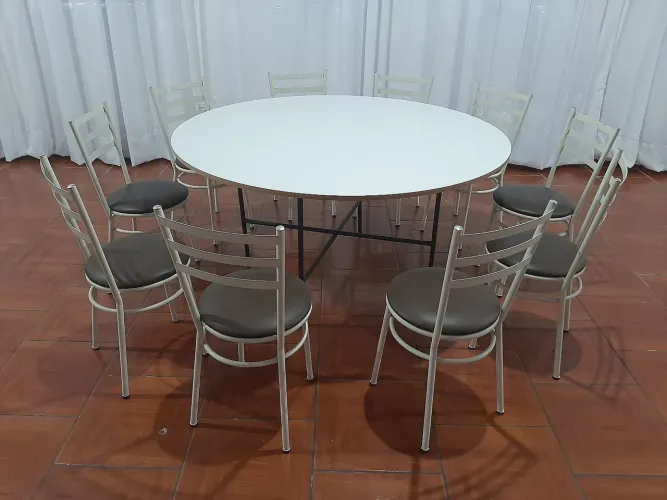 Mesa redonta 1.60m em mdf 18mm com pés de metal