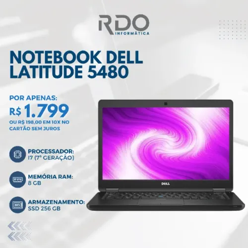 Dell Latitude 5480 i7 7ª Gen, 8GB RAM, SSD 256GB - Rápido e potente!