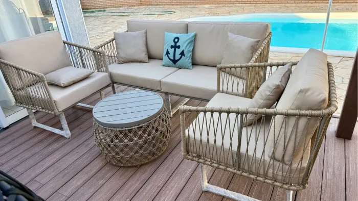 Conjunto de sofa 3 peças com corda nautica 4990,00