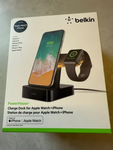 Carregador Belkin PowerHouse Apple Watch + iPhone na caixa