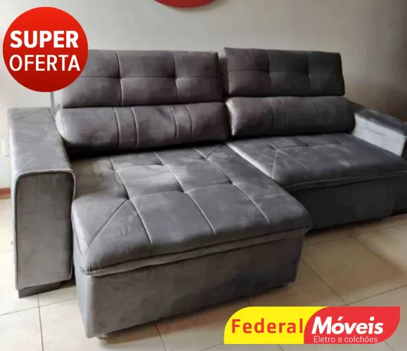 Sofá Retrátil 2,30m Veludo - Super Oferta!