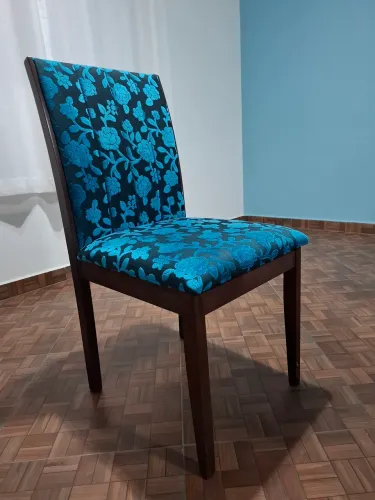 Cadeiras de Jantar Estofada Azul Floral