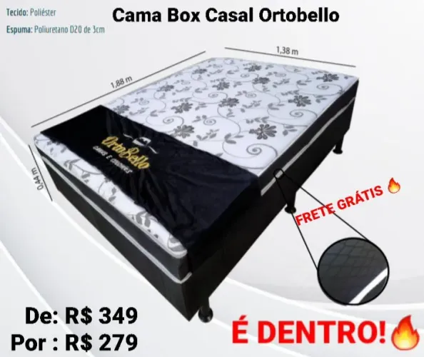 Cama Box Ortobello Casal ou Solteirão com FRETE GRÁTIS: Últimas Unidades da Queima!