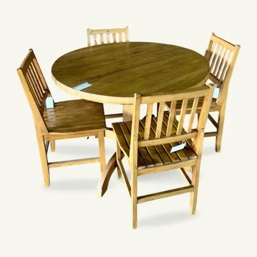 Conjunto Mesa Redonda 4 Cadeiras Madeira Maciça Peroba Rosa - Sob Encomenda