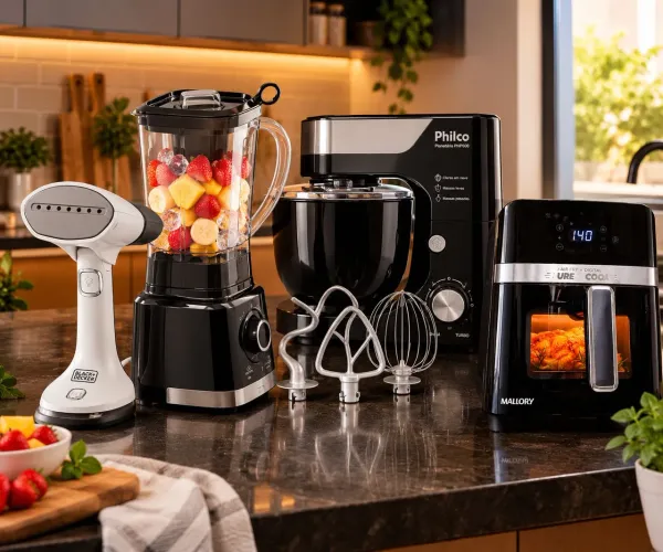 Air Fryer + Liquidificador + Batedeira + Ferro a vapor