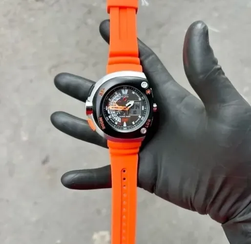 Relógio Citizen Meia Lua Aqualand Masculino C/Pulseira de Borracha laranja