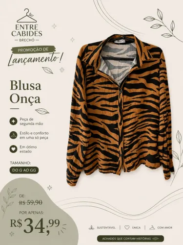 BLUSA ESTILO ONÇA EM ÓTIMA CONDIÇÃO :)