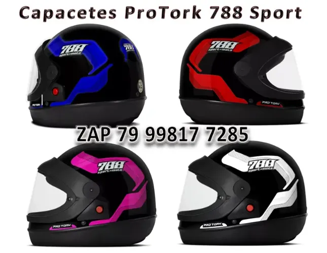 PROMOÇÃO! Capacetes Pro Tork Sport Moto 788 viseira Fumê ou Transparente 56, 58 e 60