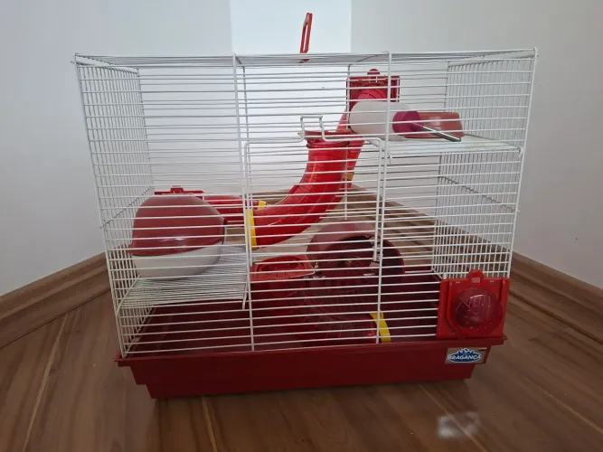 Gaiola para Hamster 3 andares vermelha