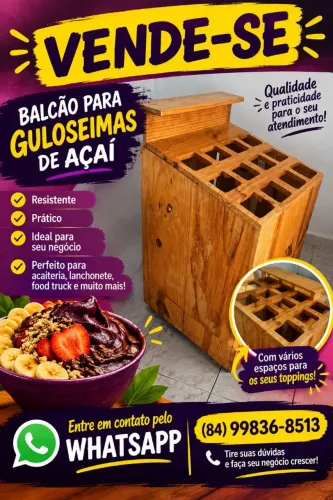 Balcão de guloseimas de açaí