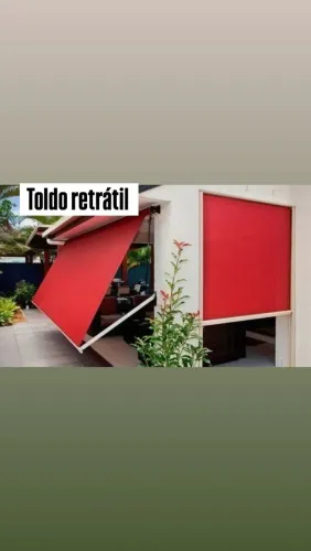 Toldo vermelha para área externa sobre medidas.