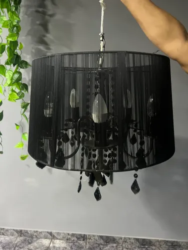 Lustre cúpula fio de seda com cristais