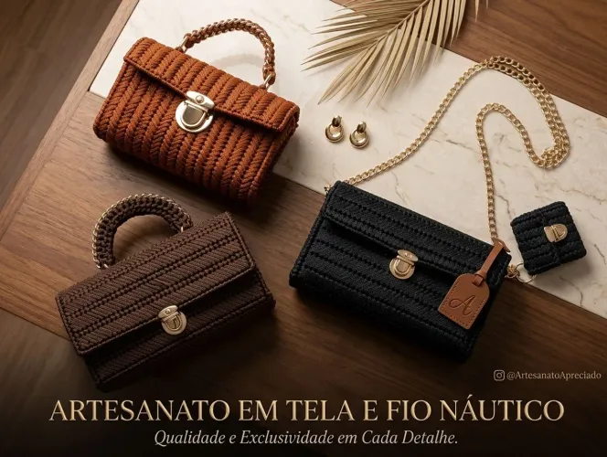 Bolsa Artesanal em Fio Náutico - Luxo e Elegância Feitos à Mão