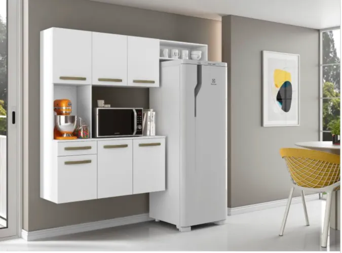 Cozinha Compacta Milano 6 Portas com Balcão Integrado