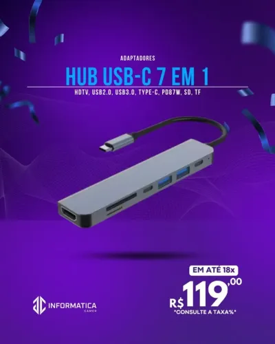 ADAPTADOR HUB USB-C 7 EM 1
