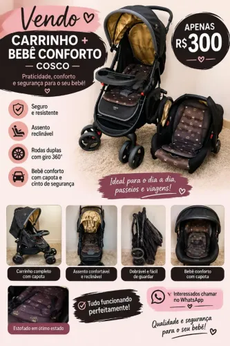Carrinho de bebê e bebe conforto