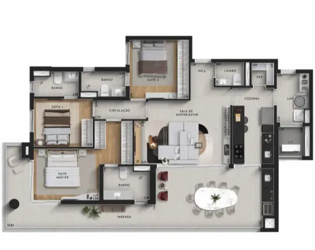 Apartamento para venda possui 143 metros quadrados com 3 quartos