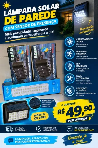 Lâmpada solar e de emergência