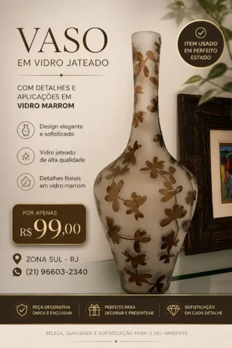 Vaso em vidro jateado