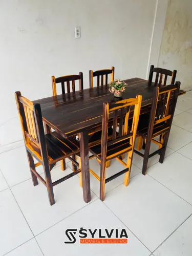 CONJUNTO DE MADEIRA 6 CADEIRAS