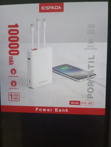 Power bank 10000mah tipo de conector micro USB tipo c linghtning inclue cabos