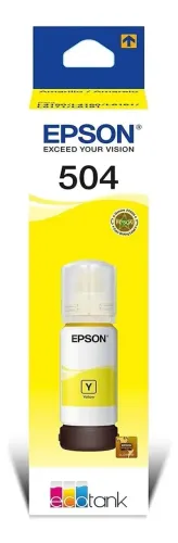 Garrafa De Tinta Epson Para Ecotank 70ml T504 Tinta Amarelo 70ml