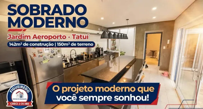 Sobrado de Alto Padrão com 3 Dormitórios no Jardim Aeroporto Tatuí/SP