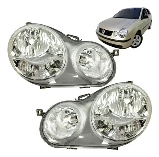 Par Farol Vw Polo 2003 2004 2005 2006 Cromado Dianteiro Novo Direito