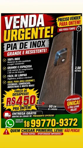 DESAPEGO URGENTE! PIA DE INOX GIGANTE POR PREÇO DE BANANA!