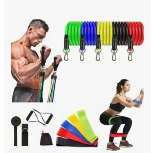 Kit 5 Mini Band + Kit 11 Elastico Extensor Treino Em Casa Hibo Multicolorido