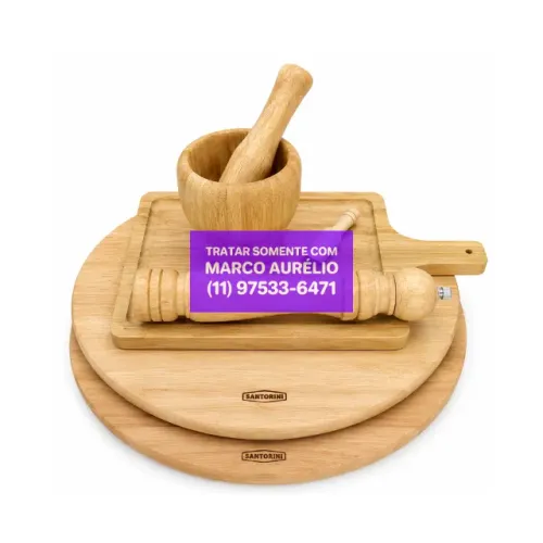 Kit 5x Peças em Madeira Moedor Pimenta e Sal Táboas Santorini - R$ 200