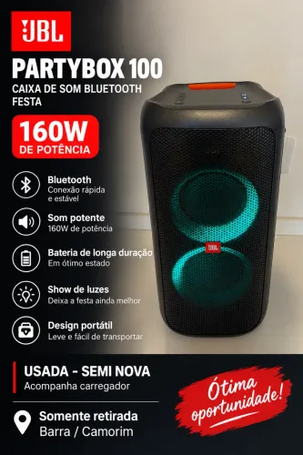 JBL PartyBox 100 160W Bluetooth - Semi Nova