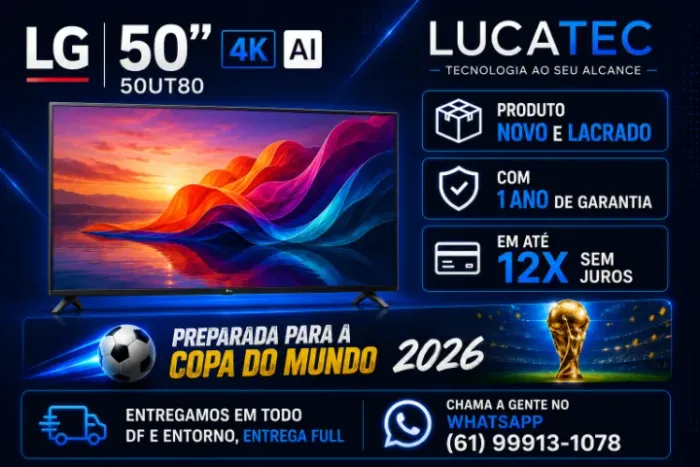 TV LG 50 4K UT8050 - NACIONAL, LACRADA, COM 1 ANO DE GARANTIA, EM 12X SEM JUROS