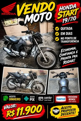 Vendo Honda start 2020 aceito crediário bemol